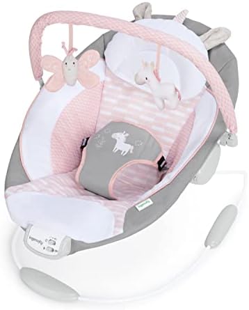 Soothing Baby Bouncer Infant Seat with Vibrations, Pink Flora the Unicorn